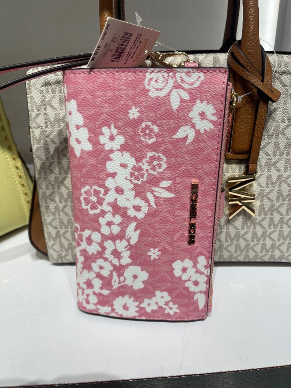 MICHAEL KORS Jet Set Travel Large Double Zip Printed Signature Logo Wristlet Wal